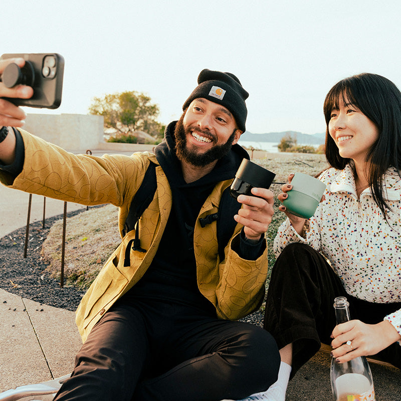 8oz-rise-lowball-tumbler-r6 8oz_rise_lowball_black_iceberg_couple_selfie_city_square.jpg